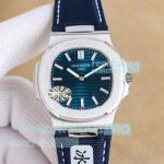 PPF Factory Swiss Clone Patek Philippe Nautilus 5810 Blue Dial Baguette Diamond Watch 